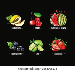 fruits on a black background