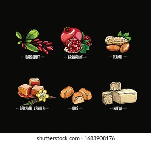 fruits on a black background