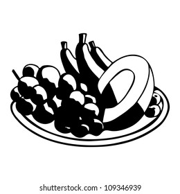 Fruits on dish.