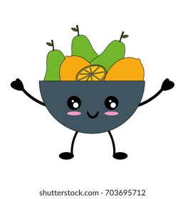 Fruits on dish cute kawaii cartoon