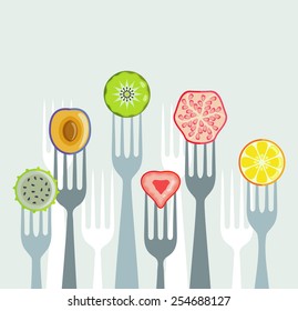 Fruits on forks