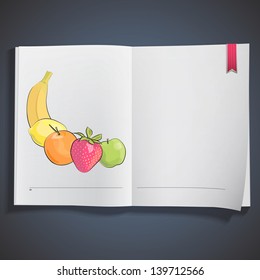 Fruits on printed on book