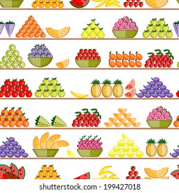 Fruits on shelves, seamless pattern for your design