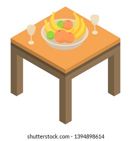 Fruits on table icon. Isometric of fruits on table vector icon for web design isolated on white background