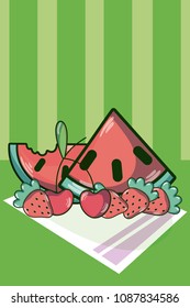 Fruits on tablecloth