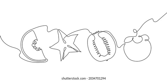 Fruits One Line Set. Continuous Line Drawing Of Melon, Papaya, Carambola, Kiwi, Mangosteen.