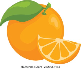 Fruits. Orange open illustration on white isolated background