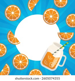 Fruits oranges vector frame with round copy space