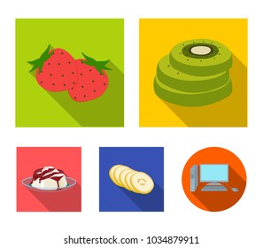 Fruits and other food. Food set collection icons in flat style vector symbol stock illustration web.