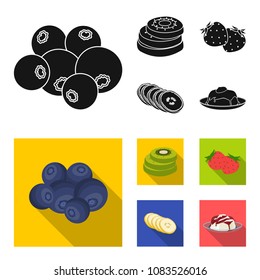 Fruits and other food. Food set collection icons in black, flat style vector symbol stock illustration web.
