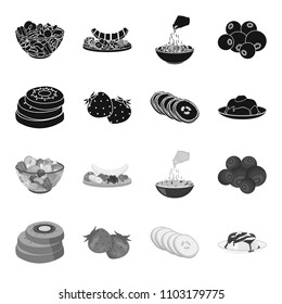 Fruits and other food. Food set collection icons in black,monochrome style vector symbol stock illustration web.