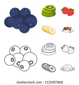 Fruits and other food. Food set collection icons in cartoon,outline style vector symbol stock illustration web.