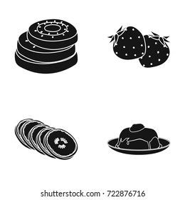 Fruits and other food. Food set collection icons in black style vector symbol stock illustration web.