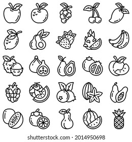 conjunto de iconos del vector de contorno de frutos