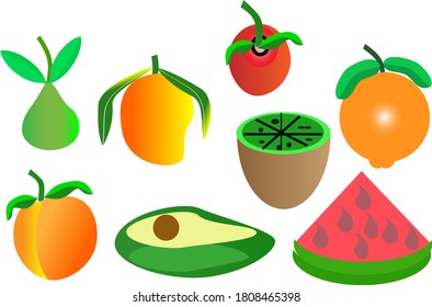 Fruits pack including mango, peach, orange, watermelon, cherry, pears, kiwi, etc.