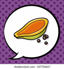 fruits papaya doodle, speech bubble