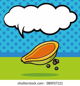 fruits papaya doodle, speech bubble