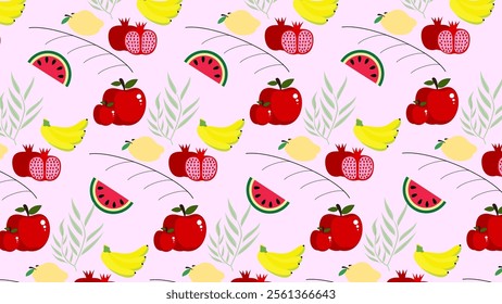 Fruits pattern background. Vector of Fruits icon. Perfect for textile, fabric, print, web, business, ads, social media, many more. SSTKbackgrounds 