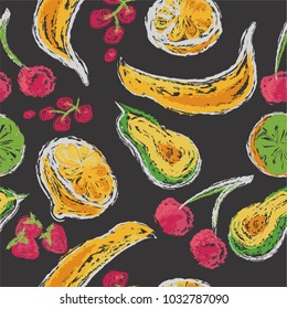 Fruits pattern. Desing print and textiles. Vector illustration
