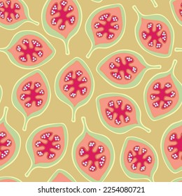 Fruits pattern. Fruit cut. Decorative seamless pattern for wrapping paper, wallpaper, textile, greeting cards and invitations.