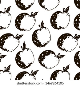 Fruits pattern with graphic apples on white background. Great element for food design.