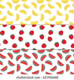 Fruits pattern - lemon - strawberry - watermelon