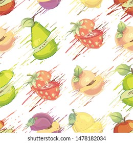 Fruits pattern - vector illustration 