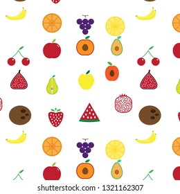 fruits pattern in a white background. vector design illustration.