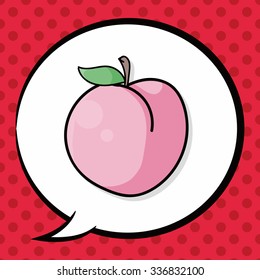 fruits peach doodle, speech bubble