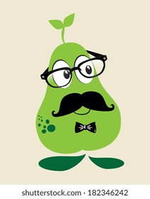fruits pear cartoon design over beige background vector illustration    