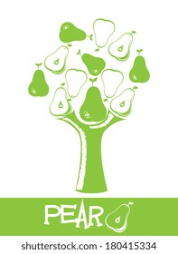 fruits pear tree design over white background vector illustration