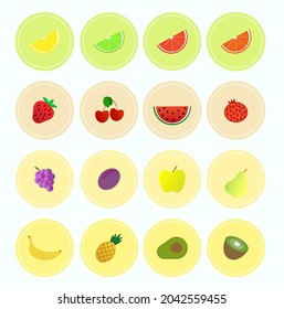 Fruits pictographs in vector graphics 
