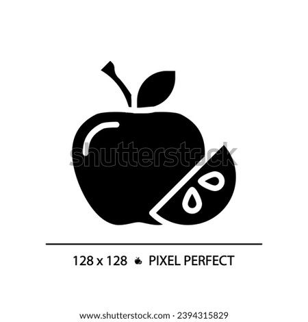 Fruits pixel perfect black glyph icon. Raw food. Healthy eating. Supermarket section. Vegan diet. Fresh produce. Silhouette symbol on white space. Solid pictogram. Vector isolated illustration