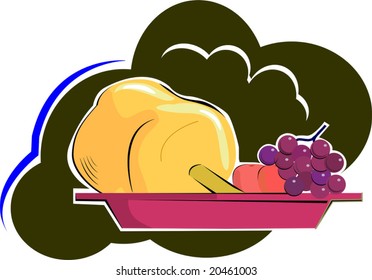 fruits in plate in a black back ground	