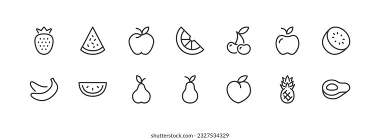 fruits premium line icons. Pack of outline objects for web and UIUX design. Icon collection