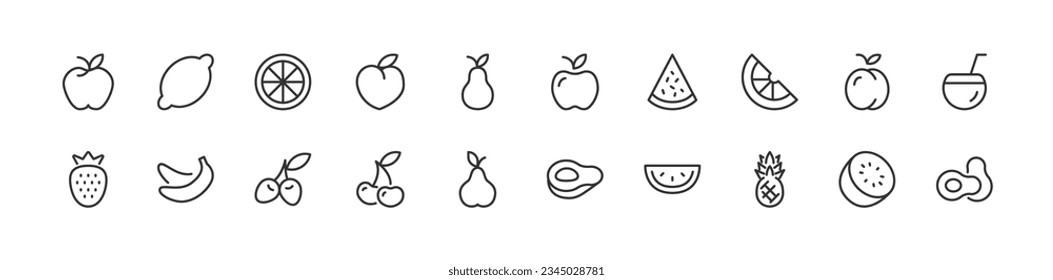fruits premium line icons. Pack of outline objects for web and UIUX design. Icon collection