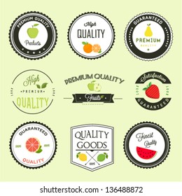 Fruits premium quality labels set