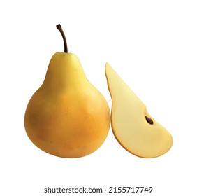 Composición realista de frutos con imágenes aisladas de frutos maduros sólidos con rodajas en fondo blanco ilustración vectorial