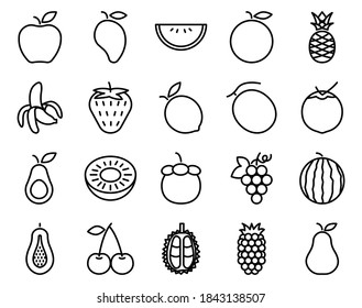 Fruits Related Vector Line Icons. 