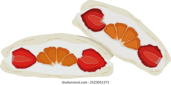 Frutas Sando ou Japonês Frutas Sanduíche Sobremesa Ilustração isolada no fundo branco