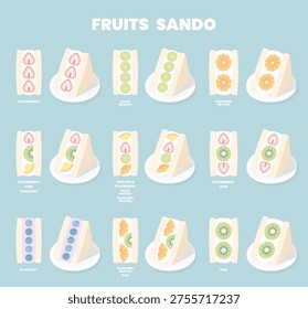 Fruits Sando (sandwiches) illustration vector.