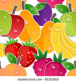 Fruits seamless background. Vector pattern