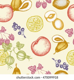 Fruits seamless pattern art set