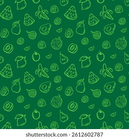 Fruits seamless pattern background in line art style.