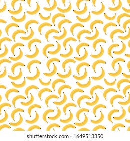  Früchte nahtloses Muster mit Banane auf weißem Hintergrund. gelbe Früchte zum Umhüllen von Papier und Textilien. Vektorillustration