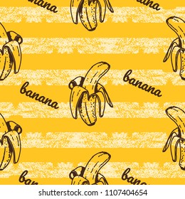 Fruits Seamless pattern, bananas, hand drawn elements, cartoon image