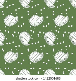Fruits seamless pattern with colored icons. Shaded linear style. Vector background.