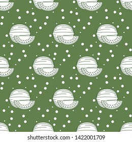 Fruits seamless pattern with colored icons. Shaded linear style. Vector background.