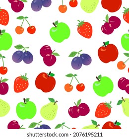 Fruits seamless pattern with colorful gradient color on white background