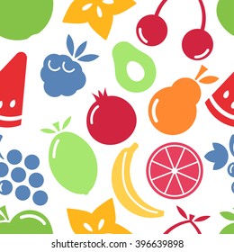 Fruits seamless pattern. Colorful fruits on white background. EPS 8.